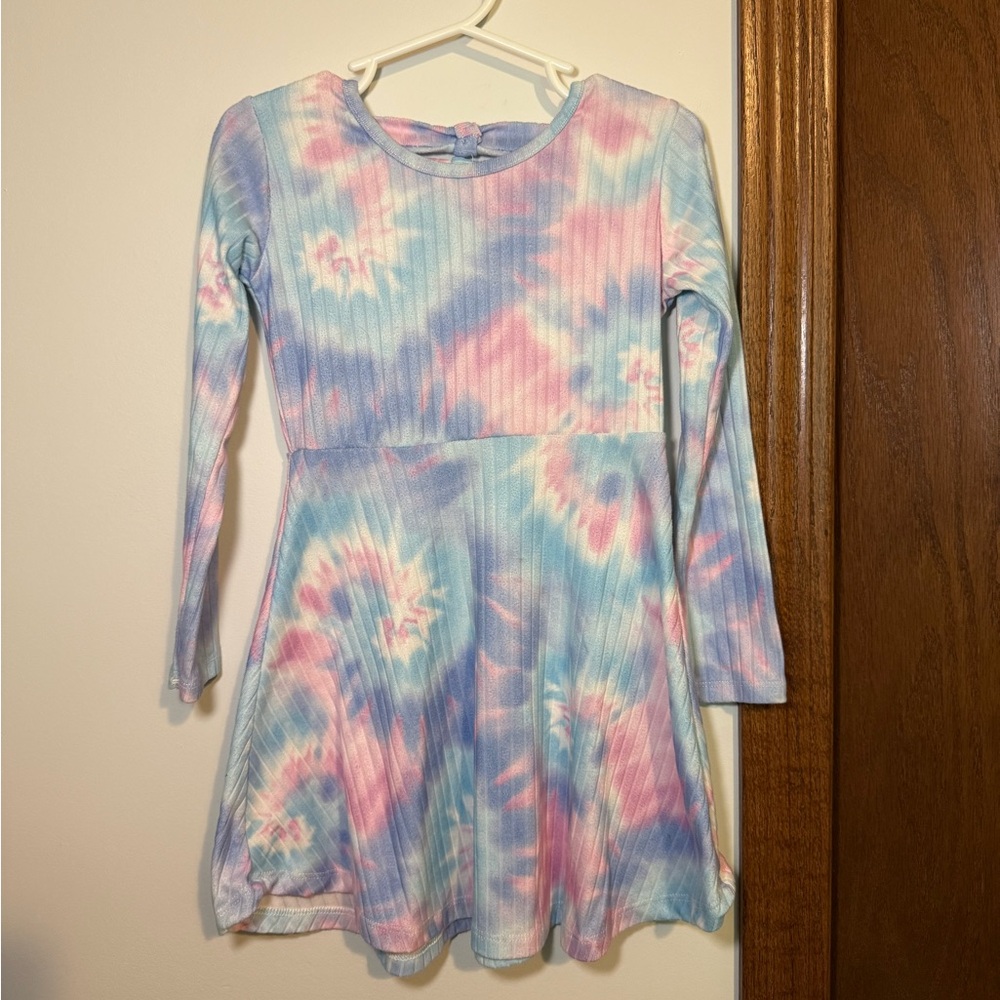 Btween Pink and Blue Fit and Flare Long Sleeve Dress